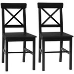 HOMCOM Dining Chairs Set of 2, Farmhouse Wooden Kitchen Chairs with Cross Back, Solid Structure for Dining Room, Black