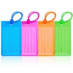 GAOHUI Luggage Tags for Suitcases with ID Card, Suitcase Tags Personalised Luggage Labels with String for Travel Bag, Checked Luggage, Suitcases, Laptop Bags, Backpacks (11×6.3 cm, 4 Colors)