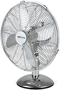 STAYCOOL 12in / 30cm Chrome Metal Desk Fan / 3 Speed Settings / 90 Degree Oscillation/Adjustable Vertical Tilt / 45w / Mesh Safety Grill/Quiet Motor/Low Noise/Table Fan / F1026CH / Chrome