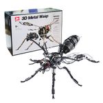 3D Metal Puzzles for Adults Mechanical Wasp Metal Model kit DIY Insect Miniature Assembly Building kit Craft Toys with Tools (Black)