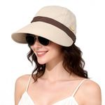 SANNIDHI® Summer Caps for Women Wide Brim Sun Hats Sun Visor Cap for Women Fashion Outdoor Lightweight Packable UV Protection Ladies Hat for Daily Travel Hiking Golfing - Beige
