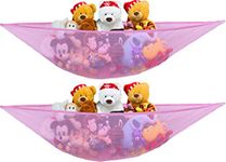 SimpleHouseware Stuffed Animals Jumbo Toy Storage Hammock Nets, 2 Pack, Pink