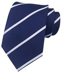 Rosiika Men's Kid Narrow Stripe Dress Silk Ties Navy Blue White Handmade Autumn Formal Neckties