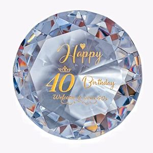 40th Birthday Gifts for Women Wife Her Girlfriend Best Friends Besties, Engraved Crystal Glass Diamond Shaped Paperweights Keepsakes Ornaments,40 Years Birthday Presents for Mum Sisters Daughter