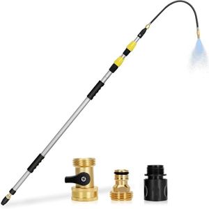 20FT Heavy Duty Telescopic Gutter Cleaner System – Professional Gutter Cleaning Tools from the Ground with Quick-Connect Adapter & Ergonomic Wand for 2-Story Homes, Roof Maintenance, and Clog Removal