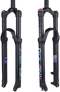 BOLANY 26/27.5/29 Mountain Bike Air Suspension Fork Shock Absorber Rebound Adjustment 1 1/8 Straight Tube QR 9mm Travel 100mm Manual/Remote Locking Fit Mountain/Road Bike