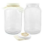 Two 1-Gallon Glass Kombucha Jars w/Cotton Cloth Covers & Plastic Lids for Storage after Brewing (2-Pack)