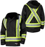 Viking Professional Journeyman 300D Rip-Stop Fire Retardant Reflective Jacket - Fire Resistant Hi Vis Jackets for Men, Black - X-Large