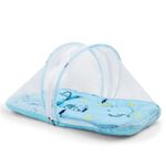 LuvLap Baby Bed with Thick Mattress, Mosquito Net with Zip Closure & Neck Pillow, Baby Bedding for New Born, 0M+, Baby Sleeping Bed, Size: 78x45x40cm / 31"x18"x16", Blue Pilot print