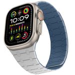 ZZDZZ Compatible with Apple Watch Band 49mm 46mm 45mm 44mm 42mm 41mm 40mm 38mm, Silicone Magnetic Adjustable Loop Strap for iWatch Ultra 2 Series 10 9 8 7 SE 6 5 4 3 (49/46/45/44/42, Gray Blue)