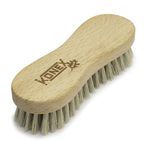 Konex Nylon Fiber Economy Utility Cleaning Hand Brush. Heavy Duty Hand-Held Scrub Medium-Stiffness Bristle Brush with Wood Body. (Peanut Shaped, Medium Stiffness Bristles)