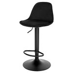 EUGAD Swivel Bar Stool Height Adjustable Bar Stool, Breakfast Bar Chair Kitchen Stool Velvet Barstool with Footrest, Backrest, Metal Base, High Stool, Black, 1050BY-1-UK