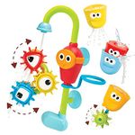 Yookidoo Bath Toys (for Toddlers 1-3) - Spin N Sort Spout Pro - 3 Stackable Cups, Hose and Spout, Spinning Suction Cups for Kids Bathtime Fun