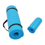 BalanceFrom All Purpose 1/2-Inch Extra Thick High Density Anti-Tear Exercise Yoga Mat and Knee Pad with Carrying Strap, Blue