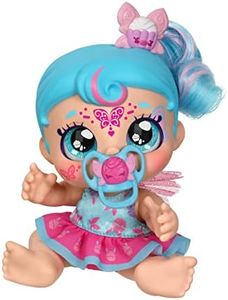 Kindi Kids Dress Up Magic Baby Sister Doll Patticake Fairy with face Paint Reveal. 1 Doll with Toy Pacifier and Magic Sponge. Big Glittery Eyes, Squishy Arms and Legs, Removeable Diaper. (50239)