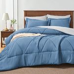 BEDELITE Twin XL Comforter Set 5 Pieces Bed in A Bag - Soft Microfiber Reversible Twin Extra Long Blue Bed Set with Comforters, Sheets, Pillowcase & Sham, Cozy Bedding Sets for College Dorm Room