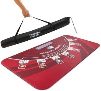 GAMBLUXE 70" X 35" Blackjack Mat - Smooth, Water-Resistant, and Non-Slip Blackjack Table Mat Made of 3mm Rubber - Get Your Blackjack Games Going Anywhere with The Included Carrying Bag (Red)