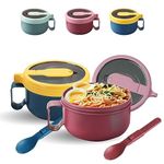 MON10 Microwave Ramen Bowl Set Noodle Bowls and Chopstick With Lid, Microwave Safe Ramen Cooker Noodle or Soup Bowl, Ramen Cooker, Office College Dorm Room essential Instant Cooking (Pink & Yellow)