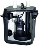 Simer 2925B Self-Contained Above-Floor Corrosion-Resistant Sump/Laundry Sink Pump, 1/4 HP, 115V, 1-1/2" Discharge Pipe, Handles Solids Upto 1/8", 6 Gallon Drainage Tank, Black