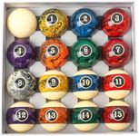GSE Games & Sports Expert 2 1/4-Inch Regulation Size Billiard Pool Ball Set (Dark Marble Swirl Style)