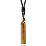 MAIBAOTA Tiger Eye Stone Necklace for Men Women Bar Stone Necklace Adjustable Rope Pendant Necklace Natural Rectangle Reiki Quartz Gemstone Jewelry