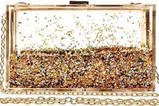 JeVenis Womens Transparent Sequins Chain Clutch Evening Handbag Party Cross-body Purse (Yellow