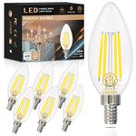 hansang E12 LED Bulb 5000K Bright Daylight, 40W Equivalent Type B Bulbs with Small Candelabra Base, B11 Shape Chandelier Light Bulbs, 4W B11 LED Bulb Clear Glass, 120V, 400LM, 6 Pack, Non-dimmable