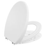 DERW Soft Close Toilet Seat, Heavy Duty Environmentally Friendly Urea-Formaldehyde Resin, O-Shaped Design, Quiet Slow Close, Quick Release, Install with Alignment Guide, Durable White Toilet Seat