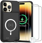 Battery Case for iPhone 14 Pro Max,Upgraded 12000mAh Rechargeable Portable Charging Case with Wireless Charging Compatible for iPhone 14 Pro Max (6.7inch) with Carplay Battery Pack Charger Case -Black