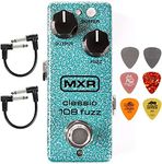 MXR M296 Classic 108 Fuzz Mini Effects Pedal Bundle with 2 Patch Cables and 6 Dunlop Picks