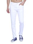 Awack Milky White Color Washed Regular Fit Mid Waist Heavy Weight Stretchable Denim Jeans Pant for Men