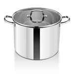 Herogo 16L Stock Pot, Stainless Steel Soup Pot with Clear Visible Lid, 28cm Food Grade Induction Stockpot for Soup, Tri-Ply Bottom for All Stoves, Large Capacity for Cooking, U-Shaped Handle, Silver