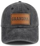 Gsspvii Grandpa Leather Patch Hat for Men, Funny Adjustable Cotton Grandfather Baseball Cap, Black, One Size