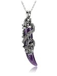 JSDDE Dragon Necklace for Men Women Amethyst Healing Crystal Necklaces Natural Gemstone Point Pendant Necklace Jewellery Gift