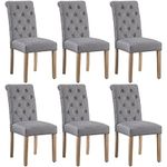 Yaheetech Set of 6 Kitchen Chairs Classic Fabric Dining Chairs Upholstered High Back Soft Padded Seat and Wooden Legs for Home Restaurants Dark Gray