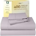California Design Den 100% Cotton Sheets - Softest 4-Pc Queen Sheet Set,Cooling Sheets for Queen Size Bed,Deep Pockets,400 Thread Count Sateen,Bedding Sheets & Pillowcases,Queen Sheets(Lavender Gray)