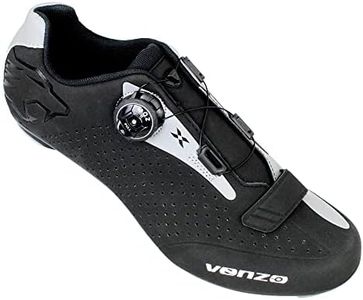 Venzo Cycling Bicycle Cycle Road Bike Shoes Men - Compatible with Shimano SPD, SPD SL, Look KEO, Look Delta Black