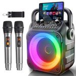 [Newest] Karaoke Machine 2 Microphones Adults: Wowstar Karaoke Speaker with Wireless Microphones - Mini Karaoke Machine Set - Portable Bluetooth PA Speaker for TV Phone Party Home Outdoor Gift Kids