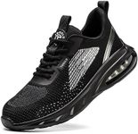 AONETIGER Mens Safety Steel Toe Shoes Working Lightweight Breathable Industrial Construction Sneakers Black 47
