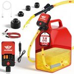 BullsArmor Fuel Transfer Pump - Battery Powered - Auto Stop Sensor - 3.2 GPM Portable Gas Pump with Reinforced Flexible Hose for Gasoline Diesel Oil - Tank Adapters & Nozzle Included - Car Boat Truck