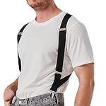 LazarsSpace 2 Clips Men's Side Suspenders X-Back Clip-On Elastic Braces for Formal and Casual Wear