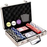 DA VINCI 200 Dice Striped 11.5 gram Poker Chip Set with Aluminum Case, Dealer Button, 2 Decks of Cards