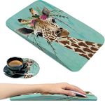 Ergonomic Mouse Pad Wrist Support, Memory Foam Gel Mouse Pad, Pain Relief and Non-Slip PU Base, Office PC Computer Wireless Mouse and Desk Wrist Pad, Giraffe with Floral Headgear