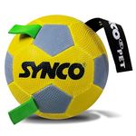 Synco Dog Football Yellow with Green Holding Loops | Dog Ball | Dog Toy Ball | Dog Training Ball | Dog Ball for Large Breed | Pet Toy Ball | Balls for Dog | Dog Ball Dogs | (Yellow)