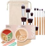 Joyeee 6 Color Correcting Concealer Kit with 11 Pcs Makeup Brush Kits, Light Color Combination Cream Concealer Palet for Light to Medium Skin Tone, Cover Dark Circles, Bruises, Spots, Blemish