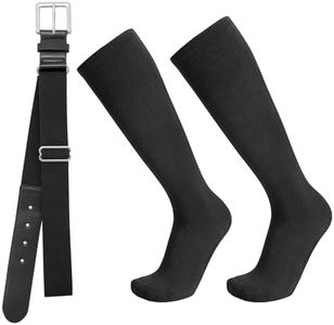 Baseball Socks and Belt Combo for Youth Adult - Softball Socks and Belt for Boys and Girls (Black)