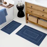 GRANNY SAYS Bathroom Rugs Sets 2 Piece,Soft Bath Mats for Bathroom, Bathroom Rugs Non Slip Washable, Absorbent Bath Rug for Tub,Shower and Toilet, Bathroom Mat Set (Blue, 20" x 32" + 16" x 24")