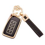 EKALA for Lexus Key Fob Cover Soft TPU Full Protection Smart Car Key Protector with Black Leather Keychain Lanyard Fit for Lexus RX is ES GS LS NX RS GX LX LC 2 3 4 Buttons Smart Key Fob Case(BP-Lxus)