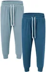 SPECIALMAGIC Women's Sweatpants Capri Pants Cropped Jogger Running Pants Lounge Loose Fit Drawstring Waist with Side Pockets Steel Blue+Ocean Bue X-Large