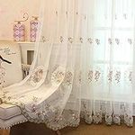 WINYY Romantic Floral Sheer Curtain